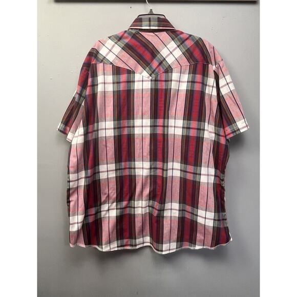 American Hero Shirt‎ Mens XXL 2XL Red Plaid Western Pearl Snap Short Sleeve - Picture 2 of 6